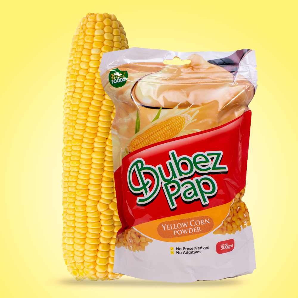 Bubez Pap Yellow Corn Powder pouch with corn cob