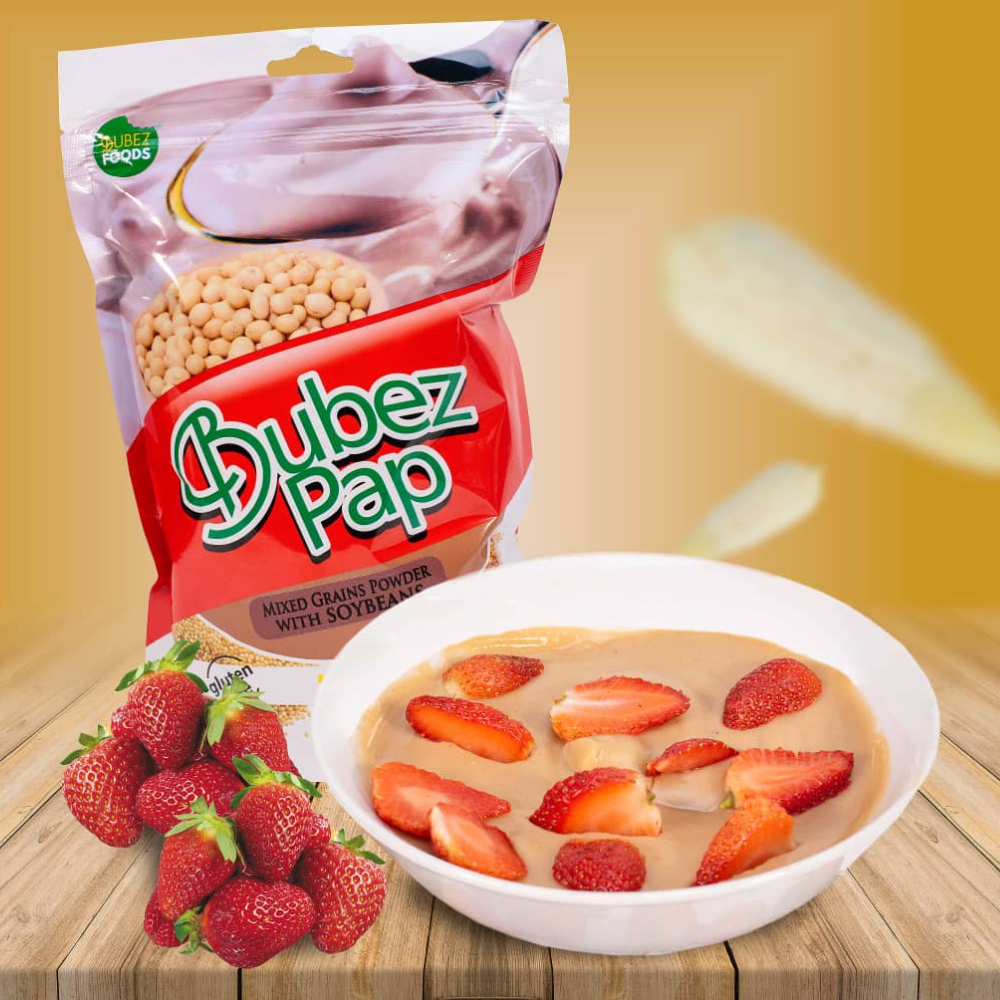 Mixed Grains with Soybeans pouch and strawberry bowl